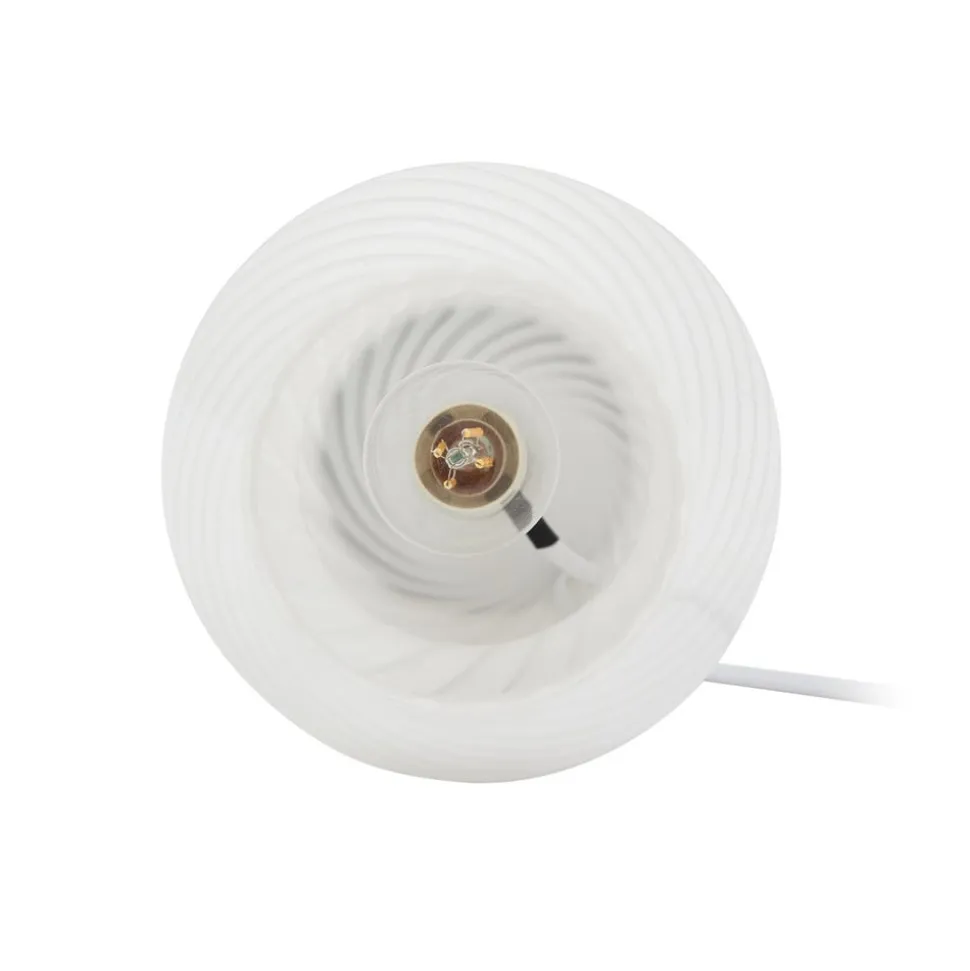 Lindby Andriana bordlampe, gul/hvid, glas, Ø 15 cm
