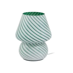 Lindby Andriana bordlampe, grøn/hvid, glas, Ø 15 cm