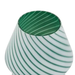 Lindby Andriana bordlampe, grøn/hvid, glas, Ø 15 cm
