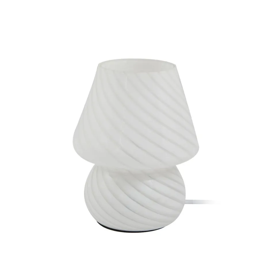 Lindby Andriana bordlampe, hvid, glas, Ø 15 cm