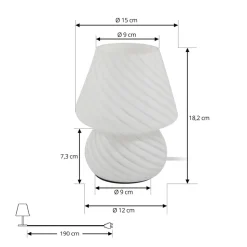 Lindby Andriana bordlampe, hvid, glas, Ø 15 cm