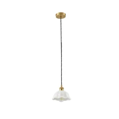 Lindby Annegret hængelampe, Ø 18 cm, keramik, hvid/messing