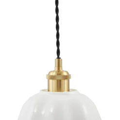 Lindby Annegret hængelampe, Ø 18 cm, keramik, hvid/messing