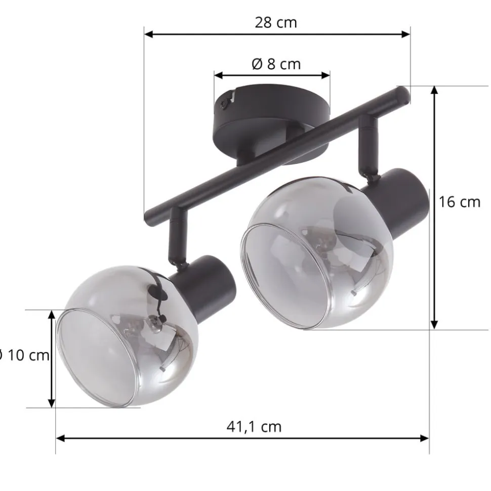 Lindby Arna loftlampe, sort, 2 lyskilder