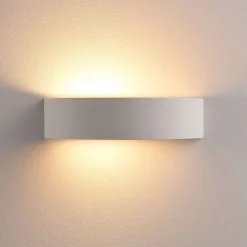 Lindby Aurel LED-væglampe, gips, hvid, halvrund