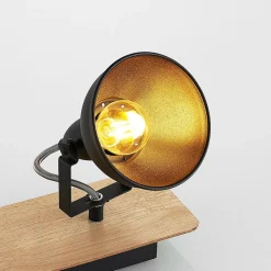 Lindby Aylis loftlampe, 4 lyskilder, 82 cm, sort, træ, E14
