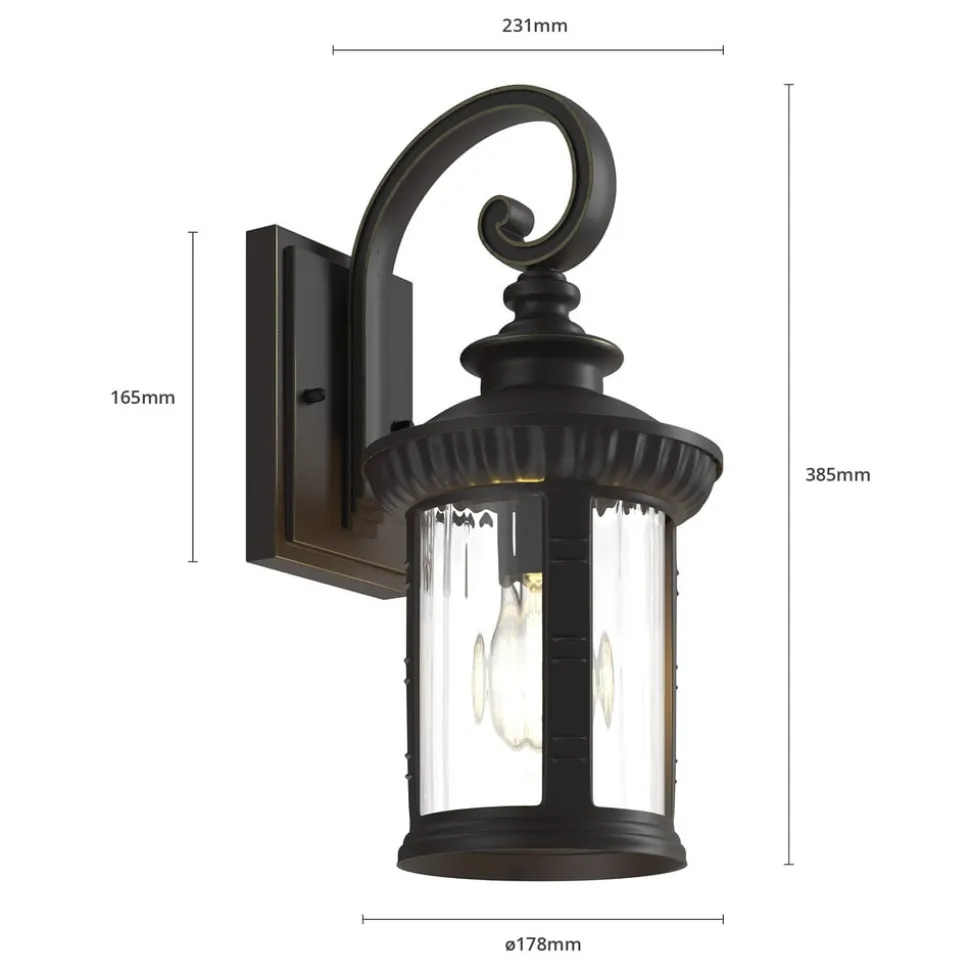 Lindby Barret udendørs væglampe, 39 cm, aluminium, brun
