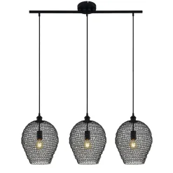 Lindby Benja pendellampe, 3 lyskilder, sort