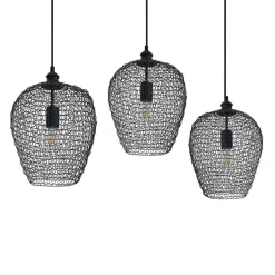 Lindby Benja pendellampe, 3 lyskilder, sort