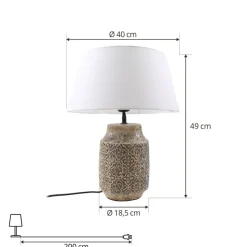 Lindby bordlampe Aelith, Ø 40 cm, brun, keramik, E27