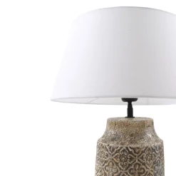 Lindby bordlampe Aelith, Ø 40 cm, brun, keramik, E27