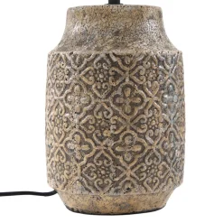 Lindby bordlampe Aelith, Ø 40 cm, brun, keramik, E27