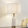 Lindby bordlampe alabast, hvid/guld, Ø 30 cm, marmor, E27