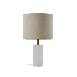 Lindby bordlampe Alabaster, hvid/beige, Ø 25 cm, marmor, E27