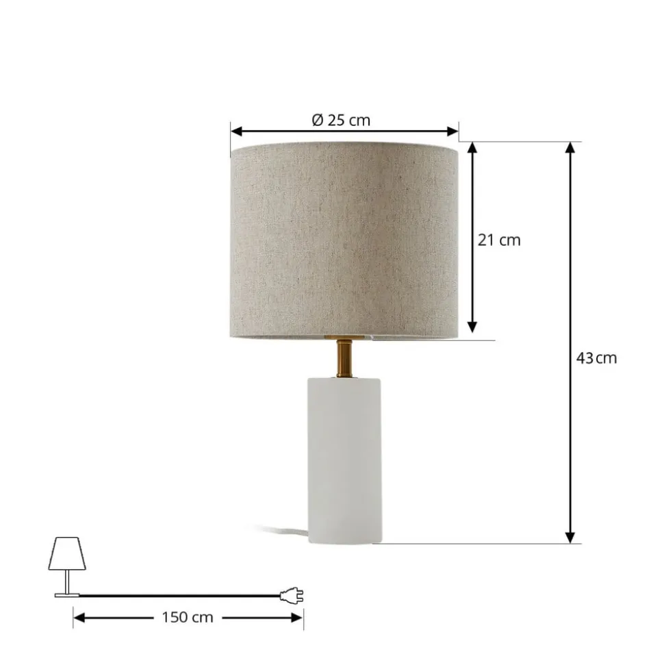 Lindby bordlampe Alabaster, hvid/beige, Ø 25 cm, marmor, E27