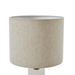 Lindby bordlampe Alabaster, hvid/beige, Ø 25 cm, marmor, E27