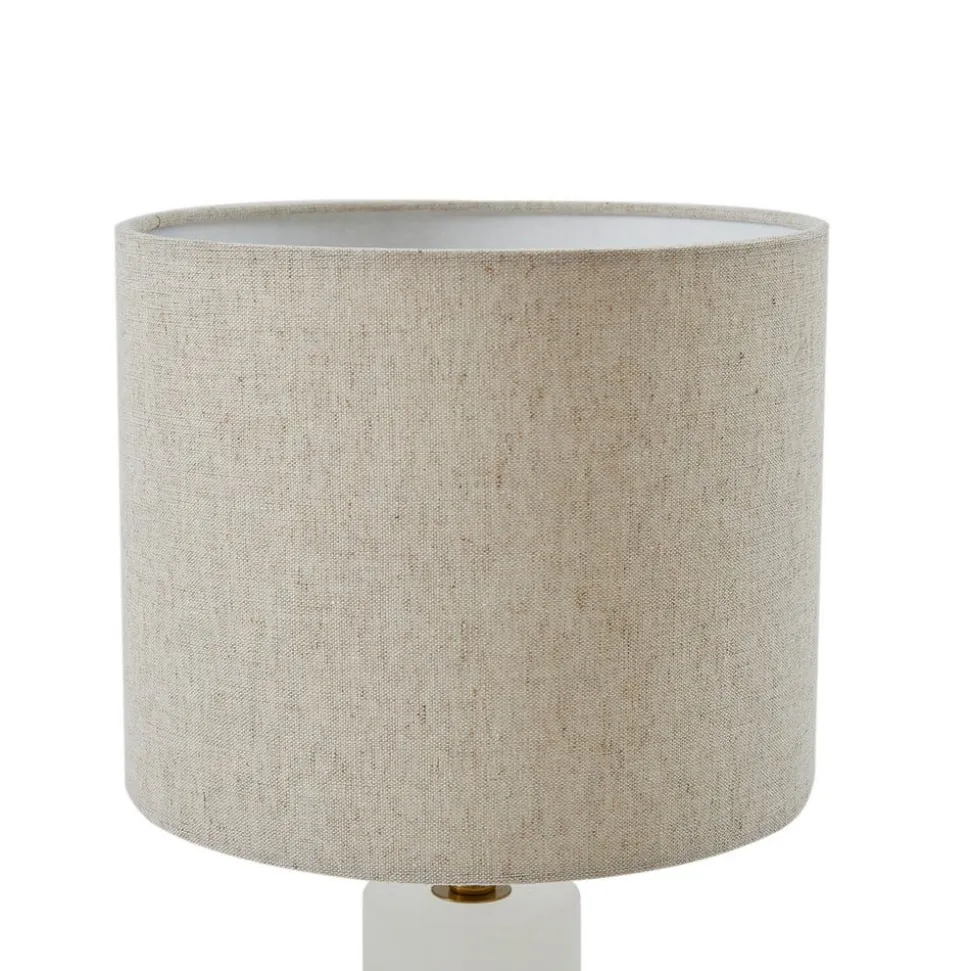 Lindby bordlampe Alabaster, hvid/beige, Ø 25 cm, marmor, E27