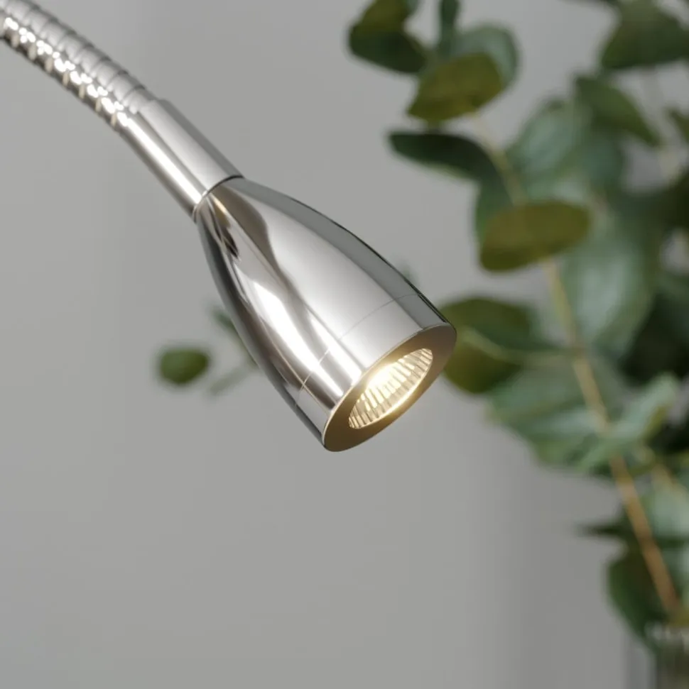 Lindby bordlampe Benjiro, hvid, tekstil, læselampe, 52 cm