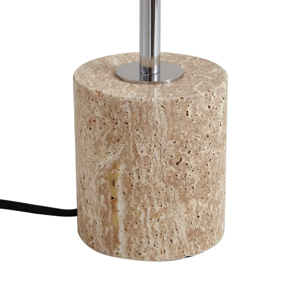 Lindby bordlampe Branford, retro, beige, metal/travertin