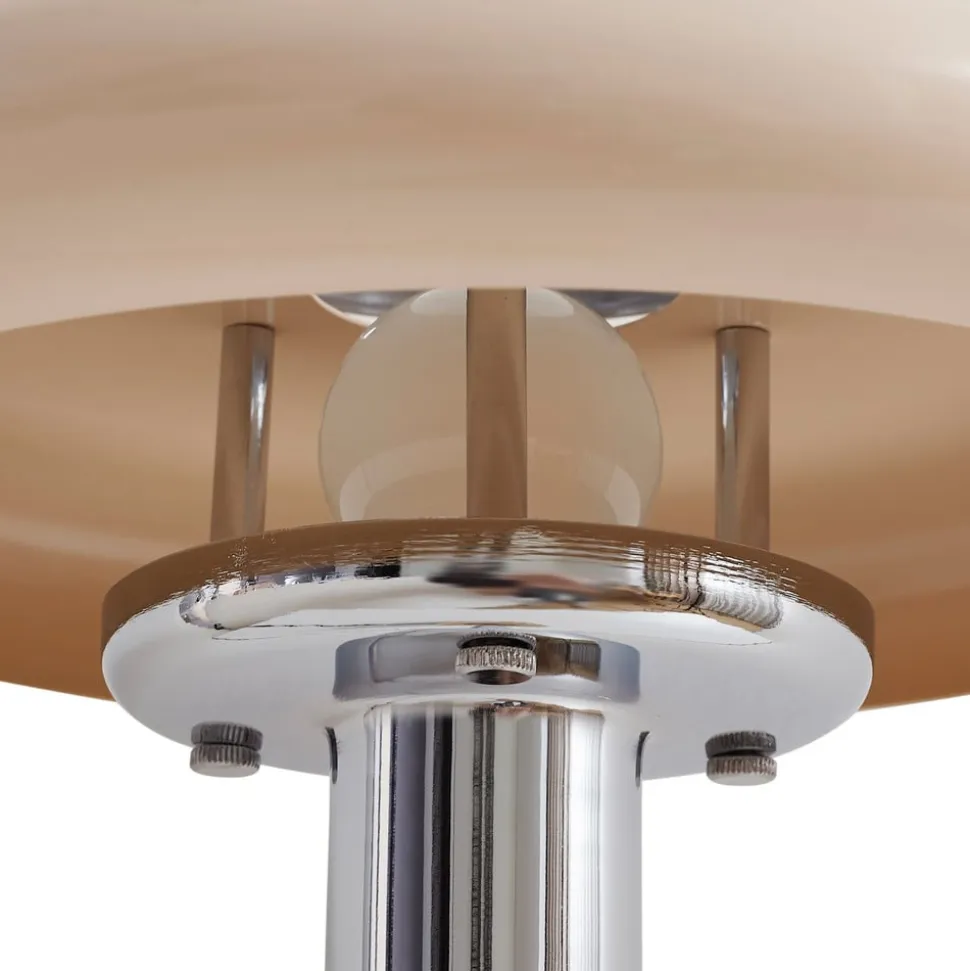 Lindby bordlampe Branford, retro, beige, metal/travertin