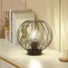 Lindby bordlampe Danika, sort, metal, Ø 25 cm
