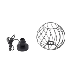 Lindby bordlampe Danika, sort, metal, Ø 25 cm