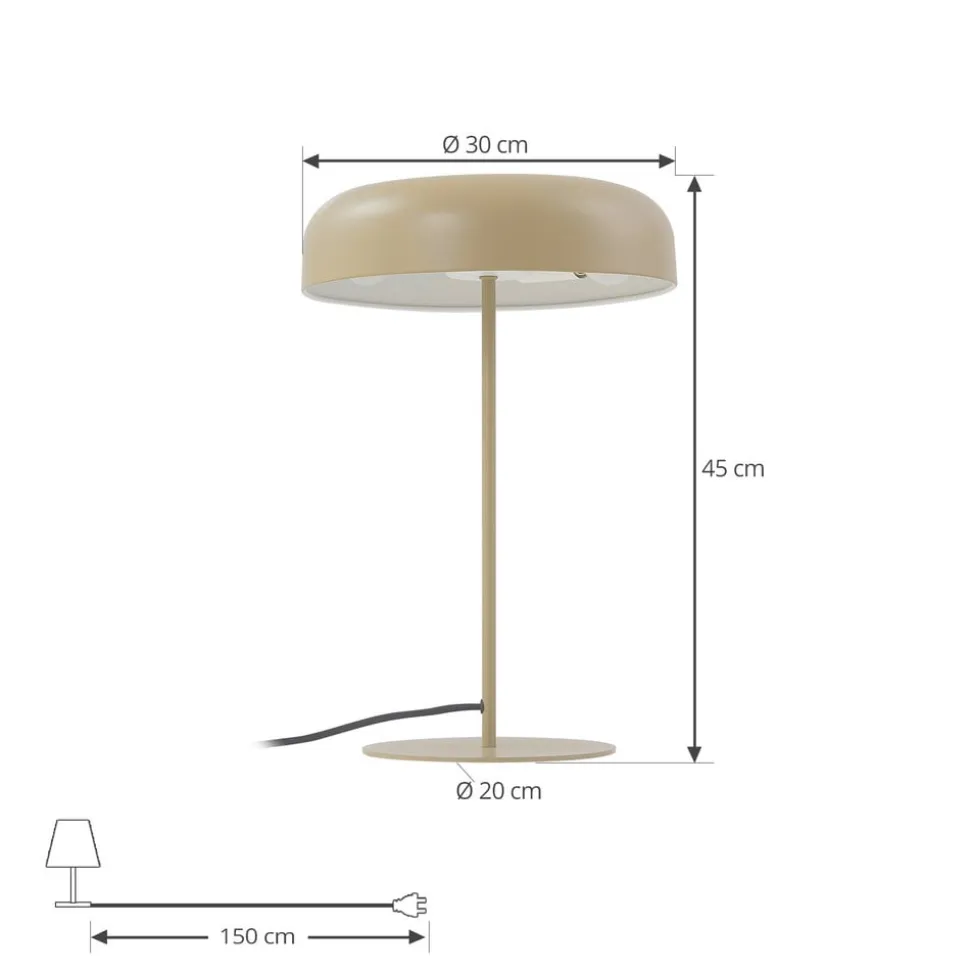 Lindby bordlampe Edion, beige, metal, 45 cm