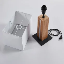 Lindby bordlampe Garry, 2 lyskilder, hvid, træ, 53 cm, E27
