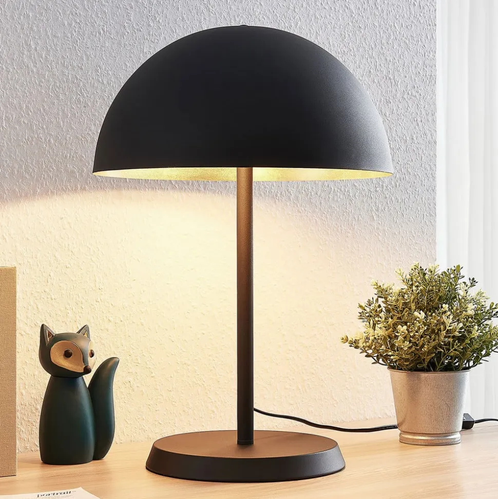 Lindby bordlampe Idalene, højde 51 cm, sort, metal