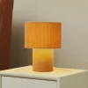 Lindby bordlampe Jone, lysebrun, tekstil, 30 cm høj, E27