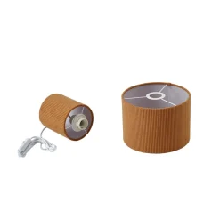 Lindby bordlampe Jone, lysebrun, tekstil, 30 cm høj, E27