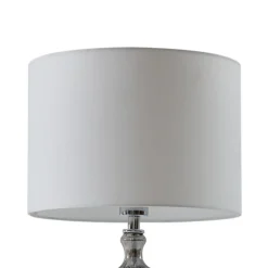 Lindby bordlampe Loraine, hvid/grå, glas, Ø 33 cm, E27