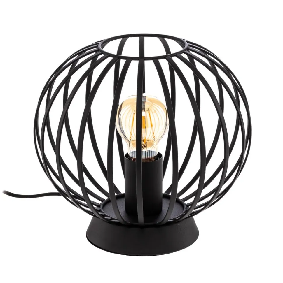 Lindby bordlampe Maivi, sort, 25 cm, jern, bur