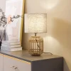 Lindby bordlampe Marzanna, grå, bambus, 42,5 cm, E27