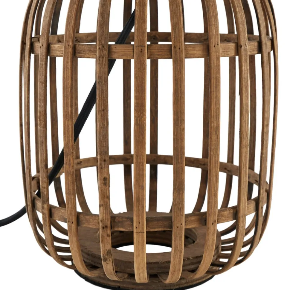 Lindby bordlampe Marzanna, grå, bambus, 42,5 cm, E27