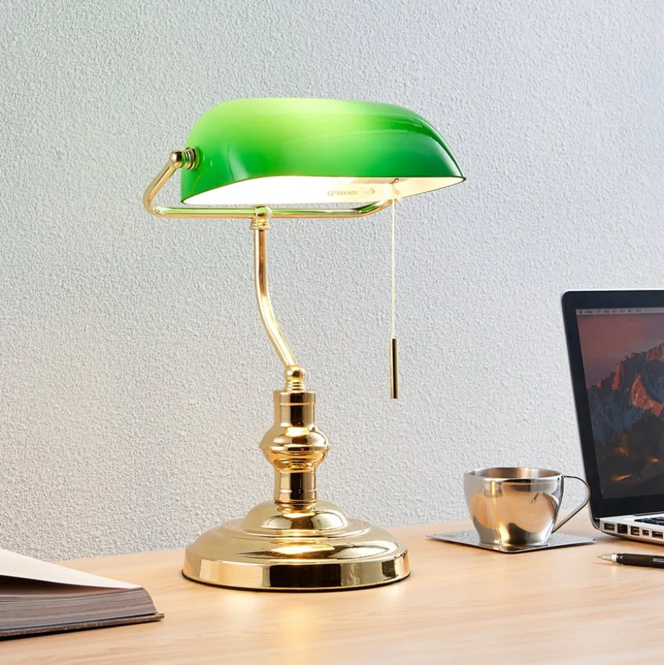 Lindby bordlampe Milenka, messing, højde 39 cm, metal