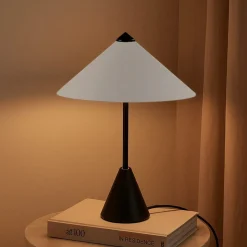 Lindby bordlampe Norvik, højde 35 cm, sort/grå, metal