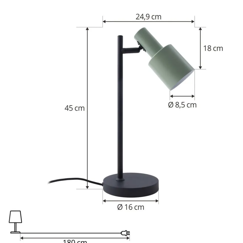 Lindby bordlampe Ovelia, grøn/sort, metal, E27