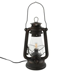 Lindby bordlampe Raisa, rustfarvet, metal, lygte, E14