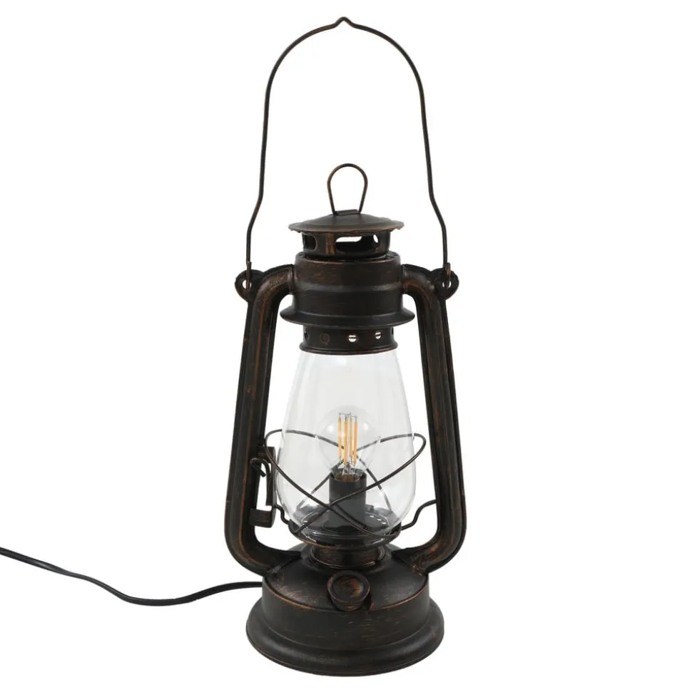Lindby bordlampe Raisa, rustfarvet, metal, lygte, E14