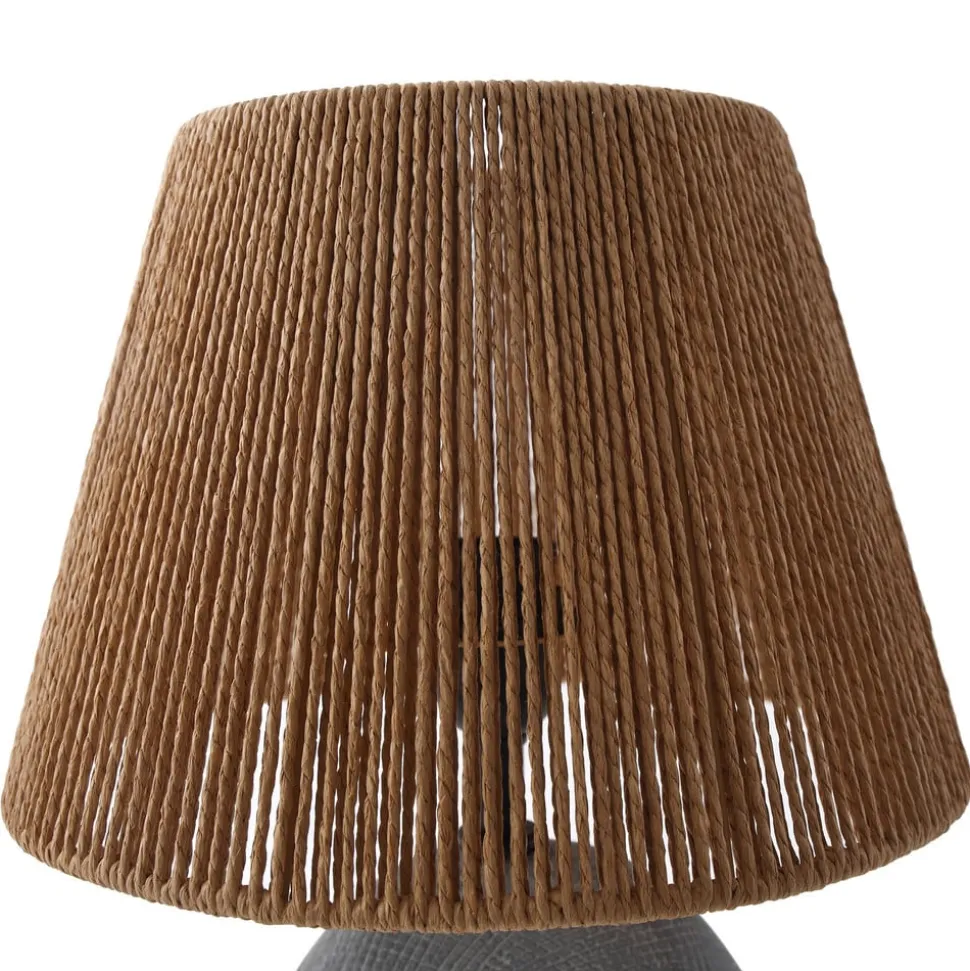 Lindby bordlampe Seasur, blågrå, keramik, papir, 29 cm