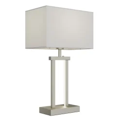 Lindby bordlampe Sigurd, hvid, stof, højde 54 cm, E27