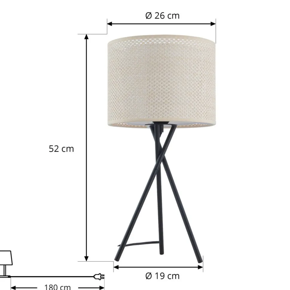 Lindby bordlampe Soula, Ø 26 cm, beige, plast, E27
