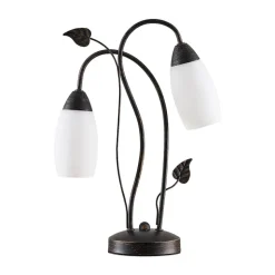Lindby bordlampe Stefania, sort/guld, glas, E14, 40 cm