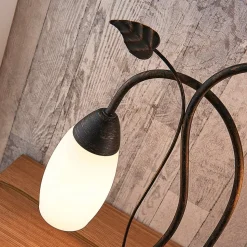 Lindby bordlampe Stefania, sort/guld, glas, E14, 40 cm