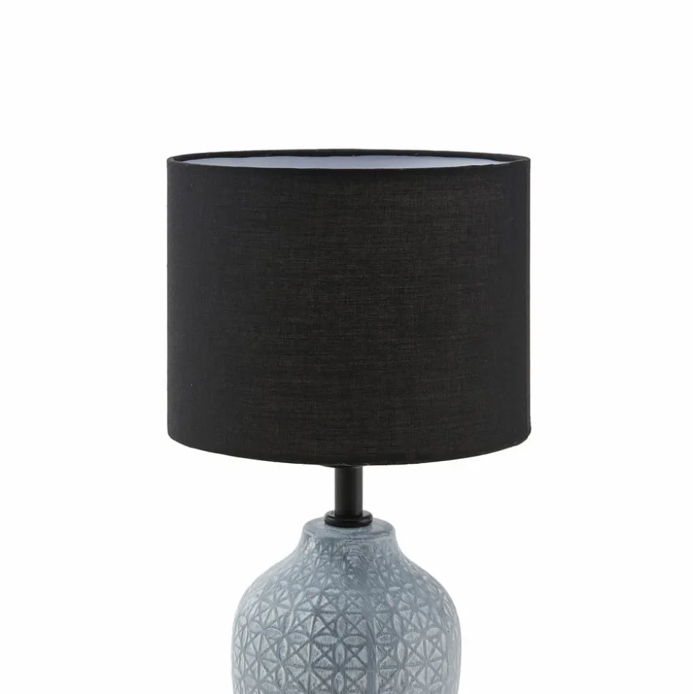 Lindby bordlampe Thalassia, grå/sort, Ø 20cm, keramik