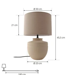 Lindby bordlampe Thalassia, beige, Ø 30 cm, keramik