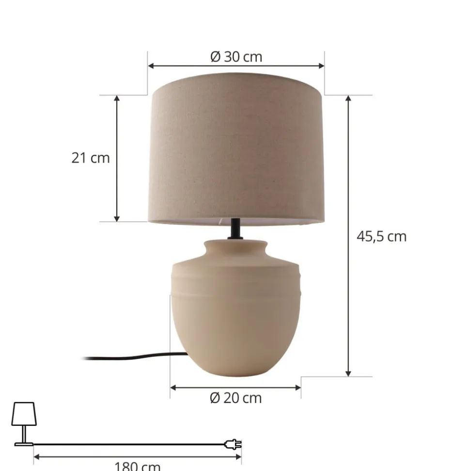 Lindby bordlampe Thalassia, beige, Ø 30 cm, keramik