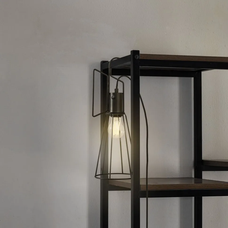 Lindby bordlampe Tharion, sort, metal, Ø 15,4 cm