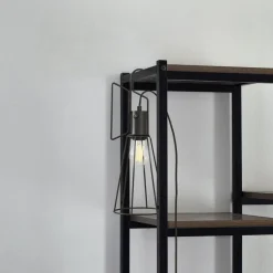 Lindby bordlampe Tharion, sort, metal, Ø 15,4 cm